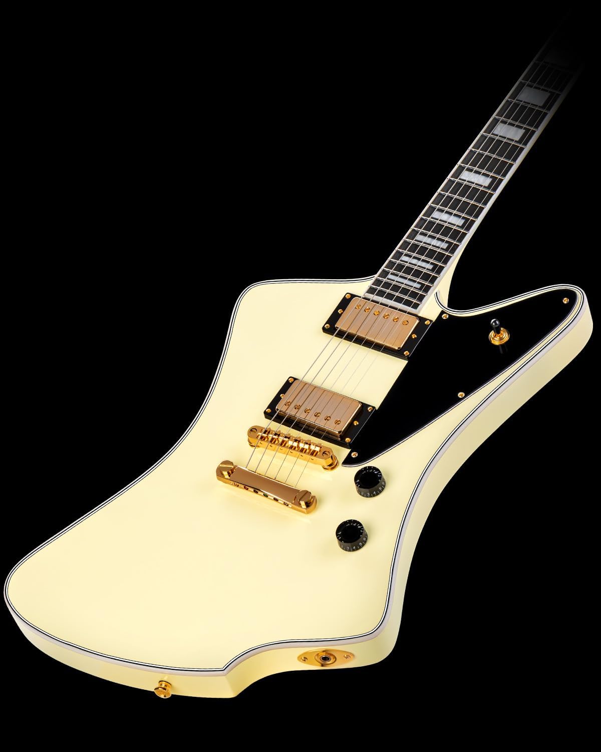 WestCreek Mirage Solid Body Electric Guitar, Mahogany Body, Maple Neck, Rosewood Fretboard, Rounded End Frets, Bone Nut (Creamy Yellow)