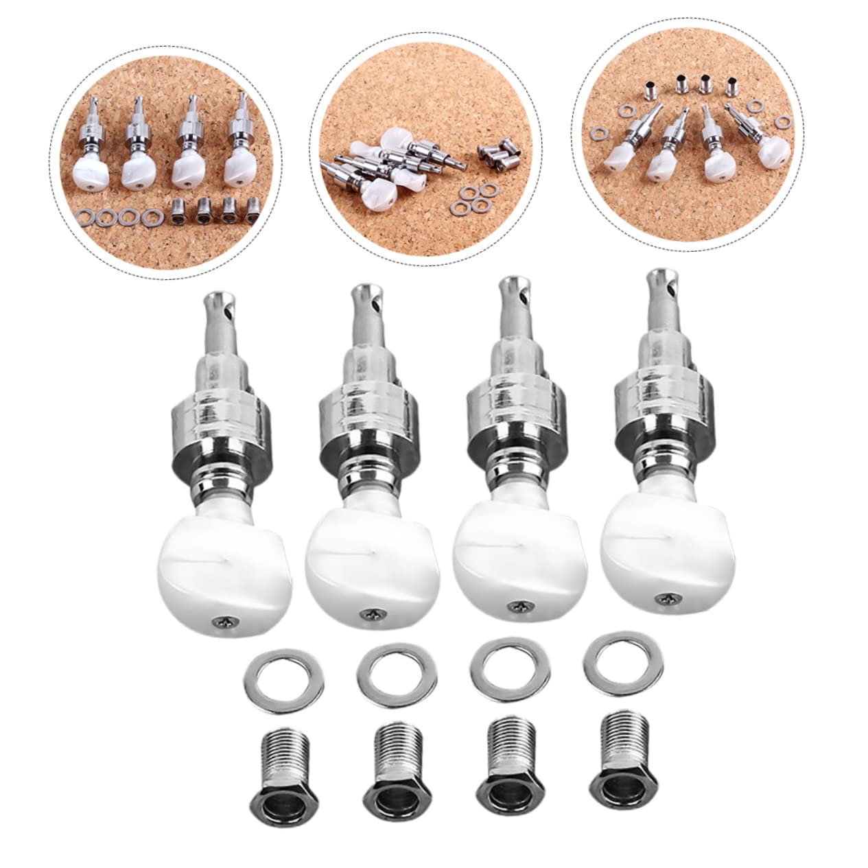 SHOWERORO 2sets Banjo Maschine Tuner Ersatz Tuning Pegs Banjo Teile Zubehör 4 Stücke * 2