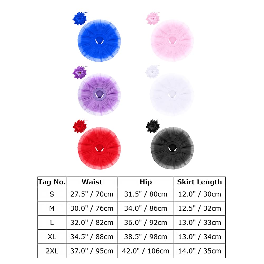 OBEEII Femme Ballet Tutu Tulle Jupes Jupon 7 Couche Pettiskirt Mini Robe de Danse Fête avec Pince à Cheveux S-XXL