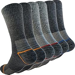 Ropa De Trabajo Para Frío Extremo topline 6 Pares Calcetines trabajo hombre, térmicos , Calcetines gordos invierno de Algodón Reforzados (40-46, Gris (6 Pares)