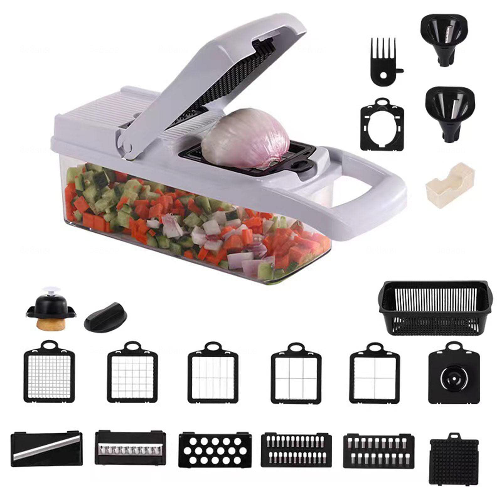 Gemüseschneider, Multifunktionaler All-in-1-Obst- und Gemüseschneider, Gemüseschneider für Die Küche, Würfelschneider, Karotten- und Knoblauchschneider mit Behälter,B