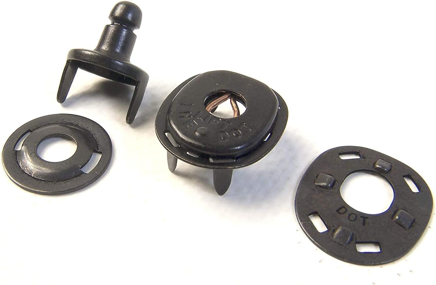 Lift The Dot Socket, Clinch Plate & 2 Prong Fabric Stud, Black Oxide Coated Brass -10 Piece Set