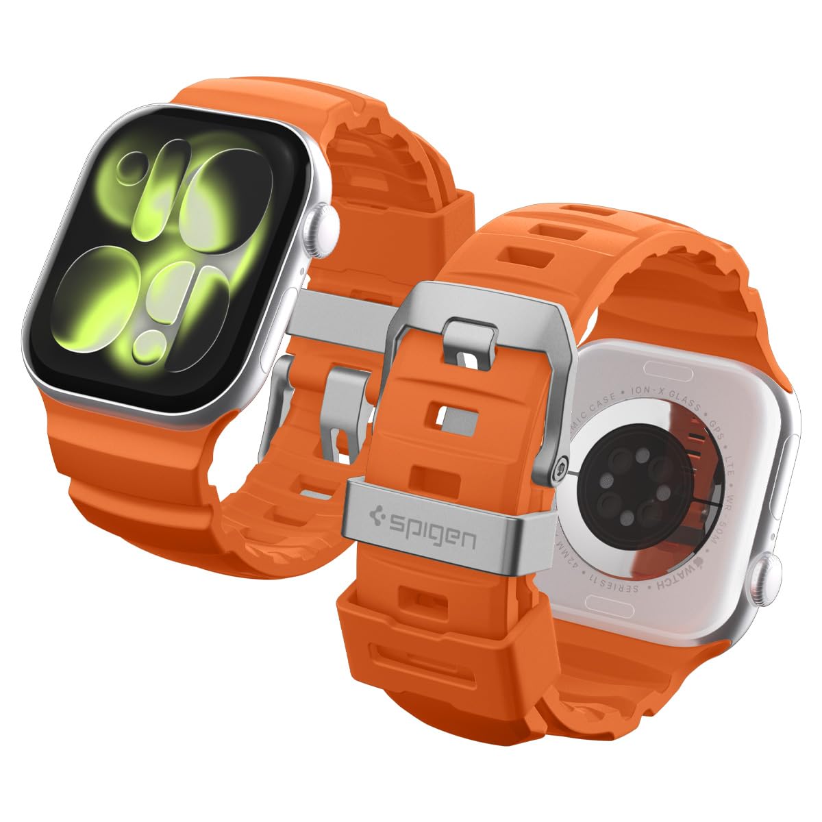 Spigen Apple Watch 49/46/45mm Ultra 3/2/1 / Seri 11/10/9/8/7 ile Uyumlu Kordon Band WBS2 Nefes Alabilen Silikon Turuncu Kayış - AMP10509 (Spigen TR Garantili)
