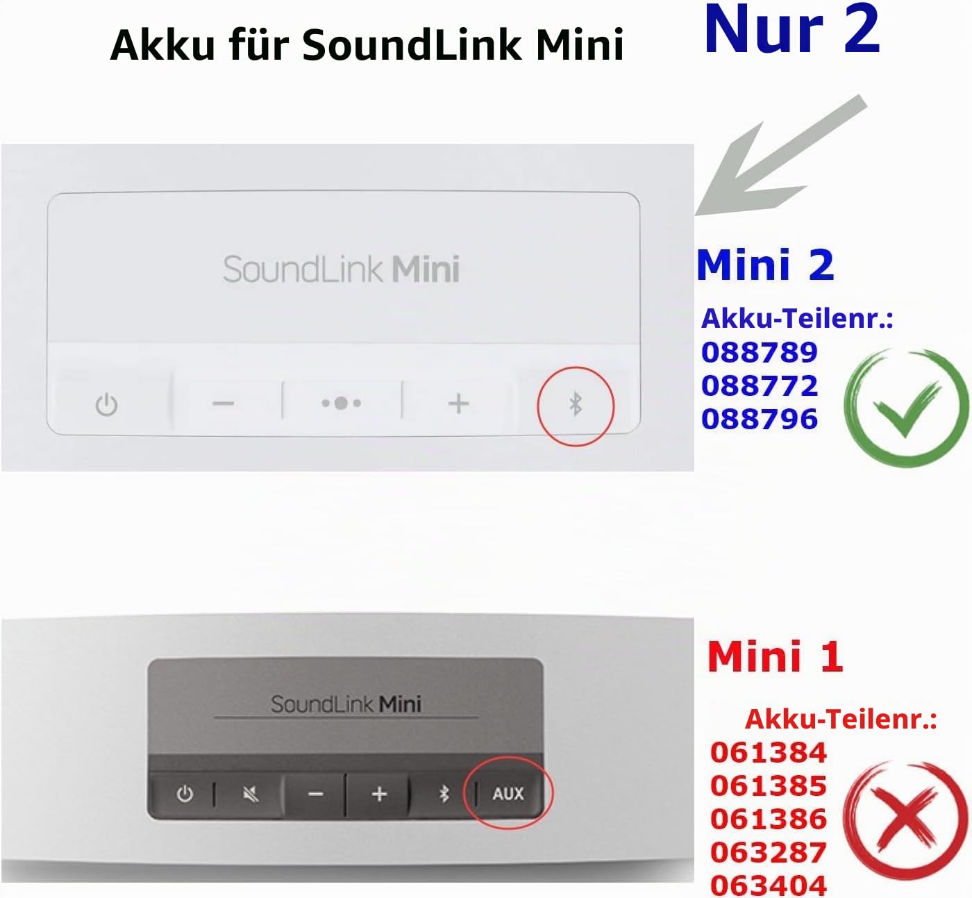 088772 Bluetooth Lautsprecher Akku für Bose Soundlink Mini 2 Akku mit PCB (7,4V 2800MAH)