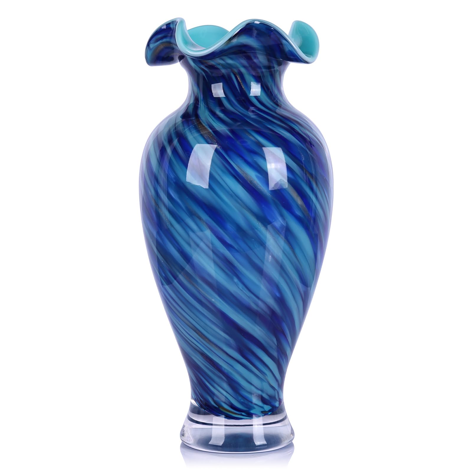 Vase en verre soufflé vagues de l'océan décoration salon design moderne