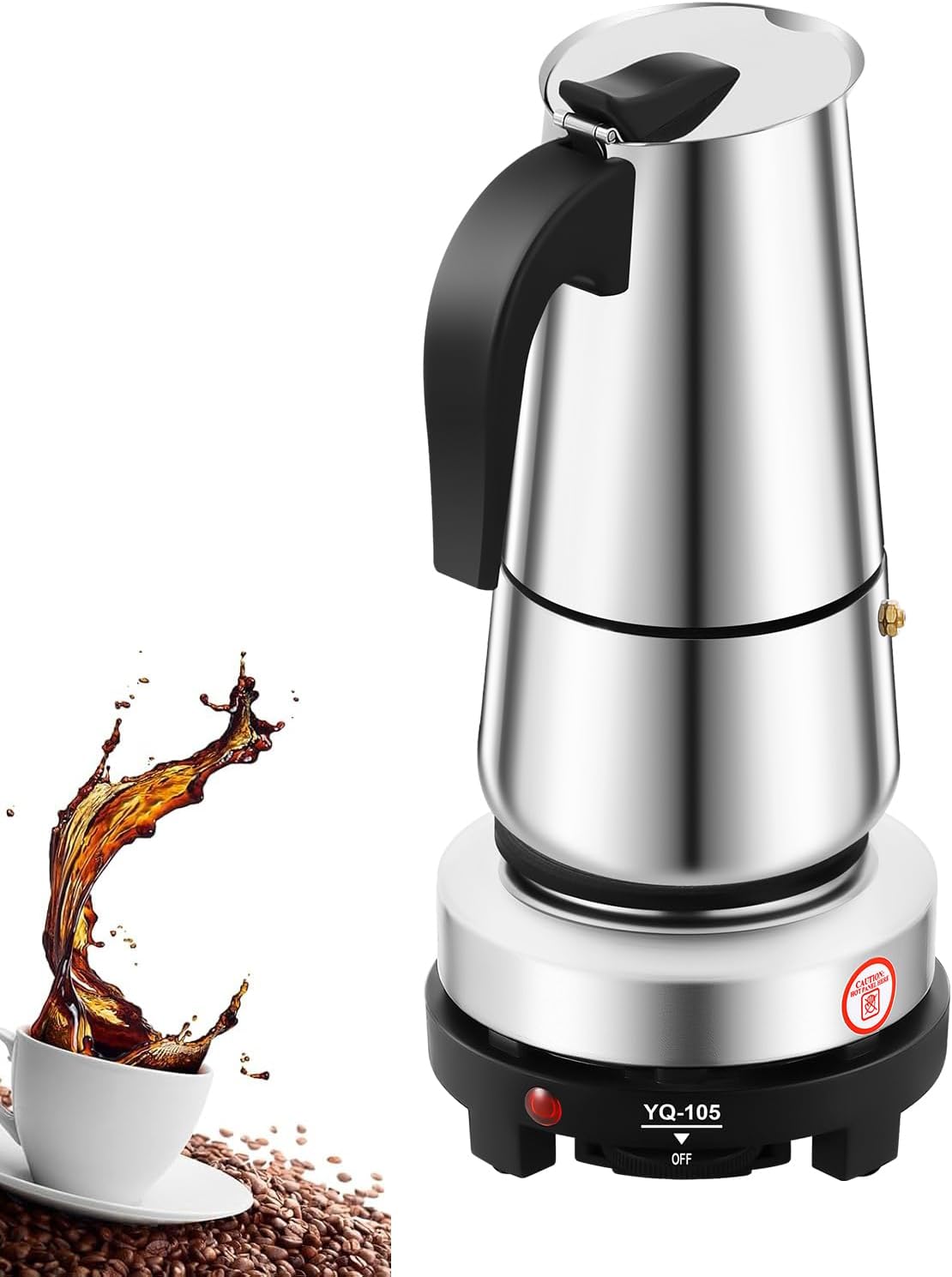 Coffee Machine Maker，Stainless Steel Coffee Machine Maker,Five-gear Temperature Adjustment CoffeeMaker (4 Cups(About 200ml/6.76oz))