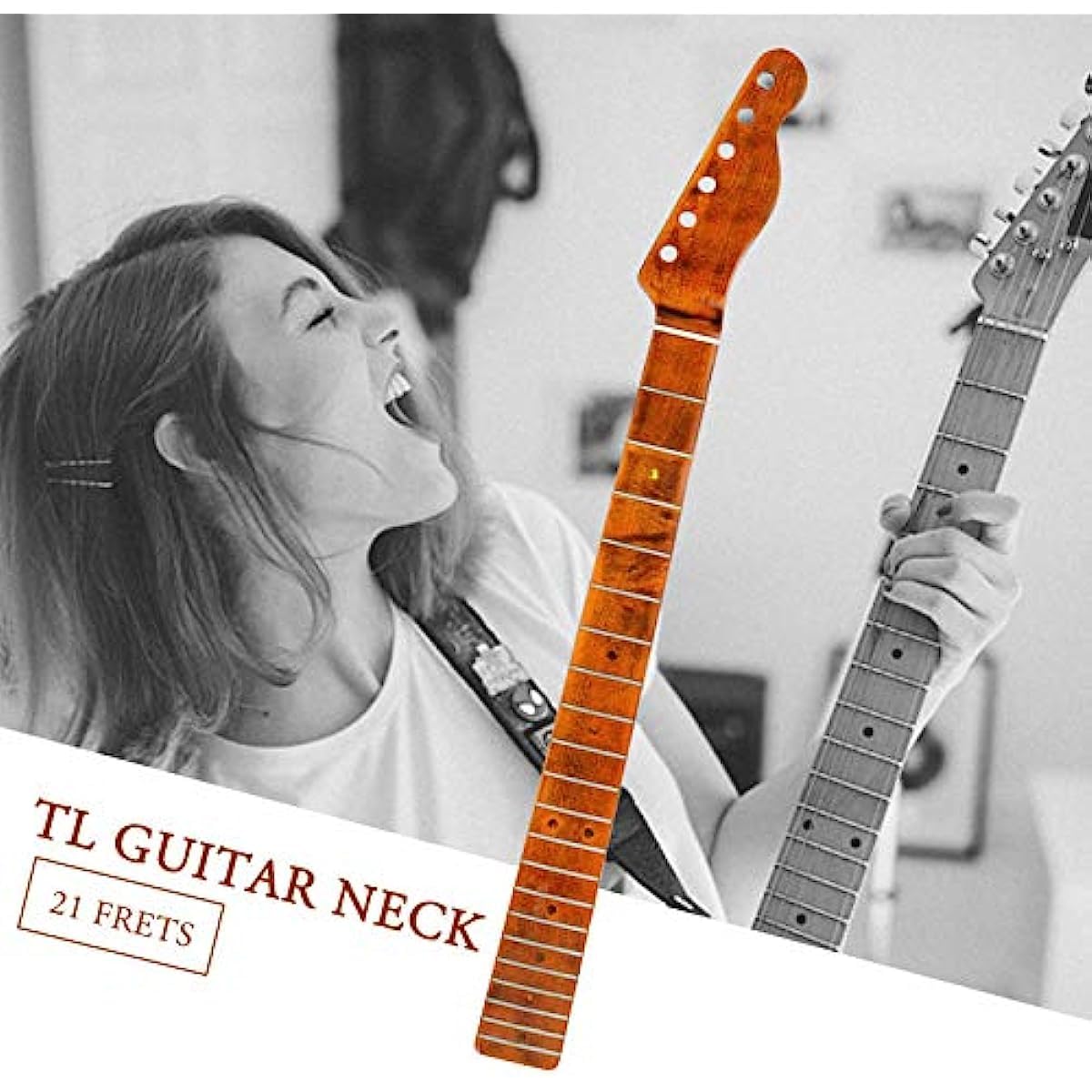 Ahorn E-Gitarre Hals Ersatz 21 Bünde Ahorn Griffbrett Verstellbarer Halsstab für TL Tele Style