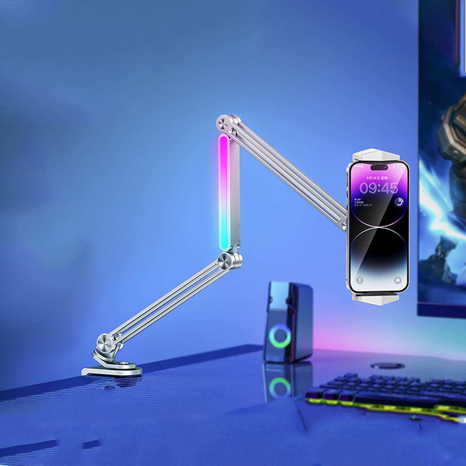 Metalowy łóżko Uchwyt na Telefon Zacisk 360 Stopni Składane Biurko Długie Mocowanie REGULATALNE Lekki Tablet Telefonu do Użytku w Domu (Akozonxrguwmcgp4-12)