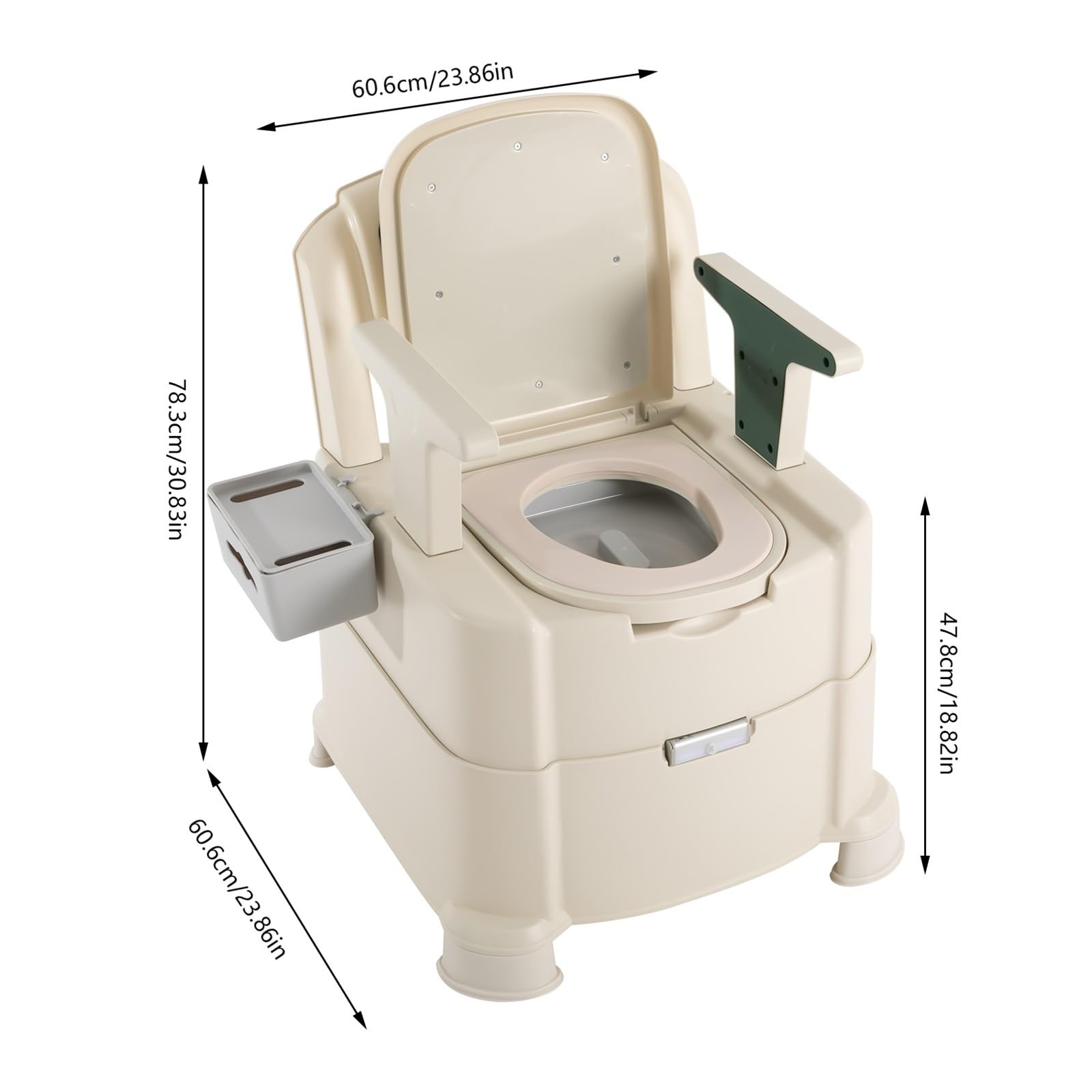 Baño Portátil, Inodoro Portátil Junto A La Cama Con Luz Nocturna Sensor