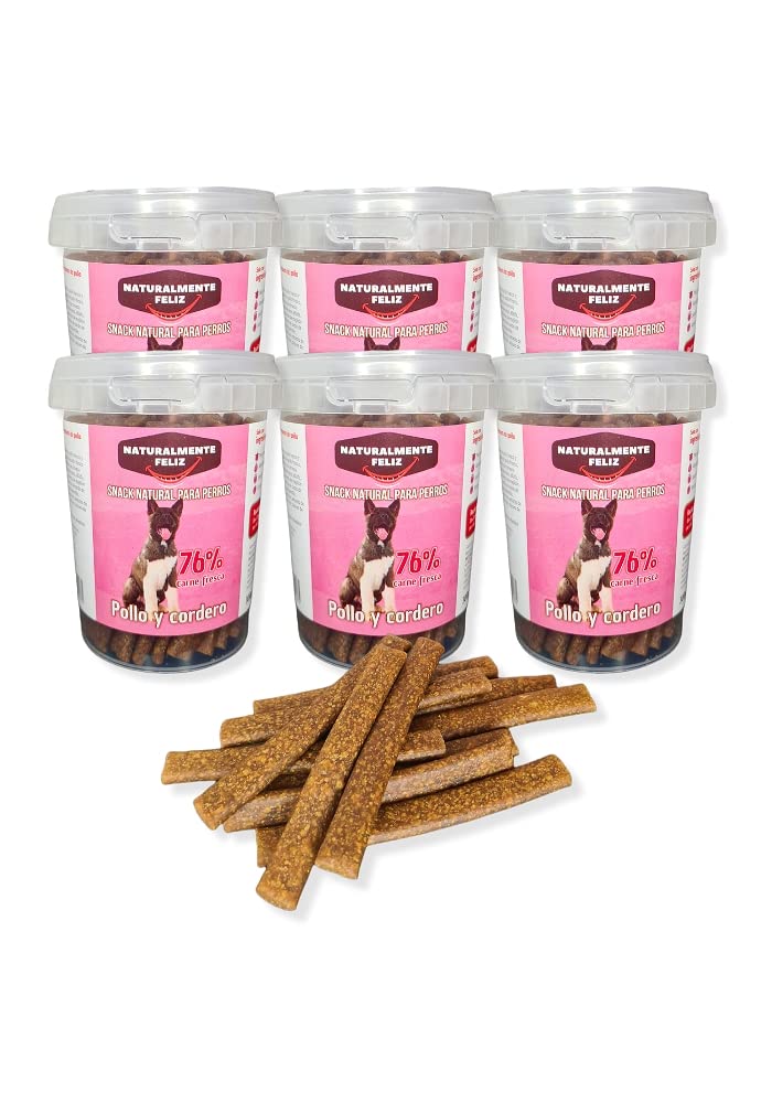Snack Delicioso y Saludable, Secado Suavemente con Pollo, Cordero 76% Carne (6 Unidades de 300g)