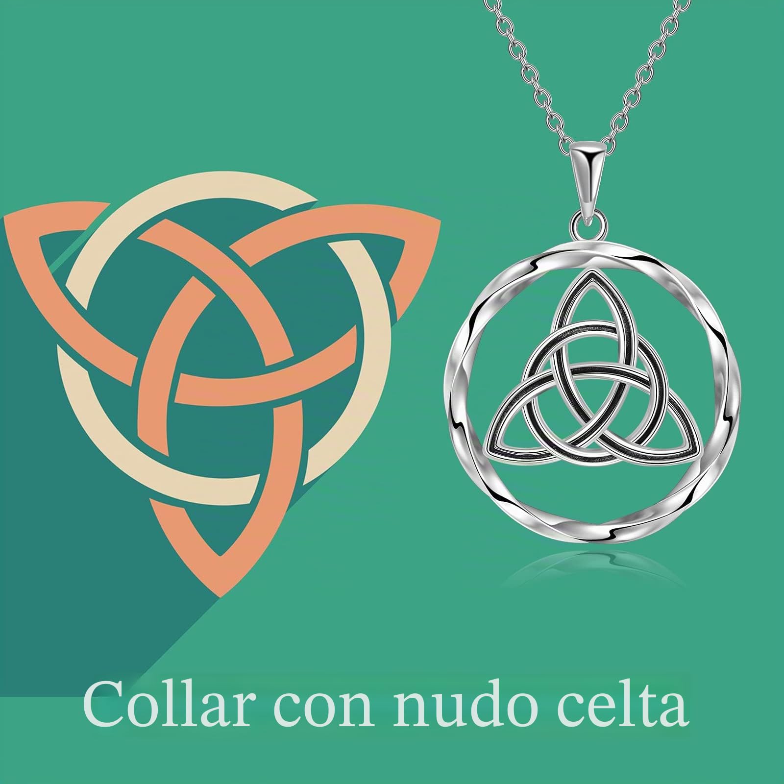 YAFEINI Collar Celta de plata de ley 925 Colgante Triquetra Irlandés Nudo Celta Nórdico Joyería sin fin Regalos para Mujeres