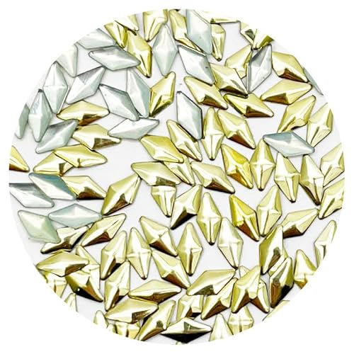 ネイル アルミ製 スタッズ 特殊型 B (3.菱形ゴールド(小) 3mm×8mm 100粒)