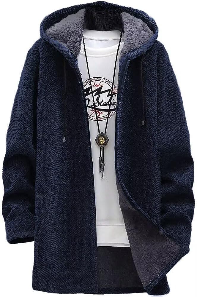 【値下げ】【999円】 WEEN CHARM メンズ もこもこ 裏起毛 ジップアップ フード付き ロングコート