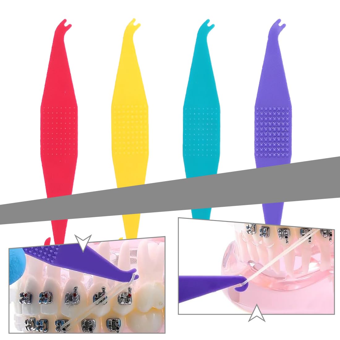 8-Piece Orthodontic Elastic Placement Tools Disposable Plastic Ligature Tying Hooks — view 3
