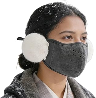 [Nankoyal] フェイスマウスカバー | 防風 厚手 耳あて付き プロテクター | アウトドア マスク | スポーツ、ハイキング、通勤、サイクリング、女性、冬、アウトドア、スキー、雪用