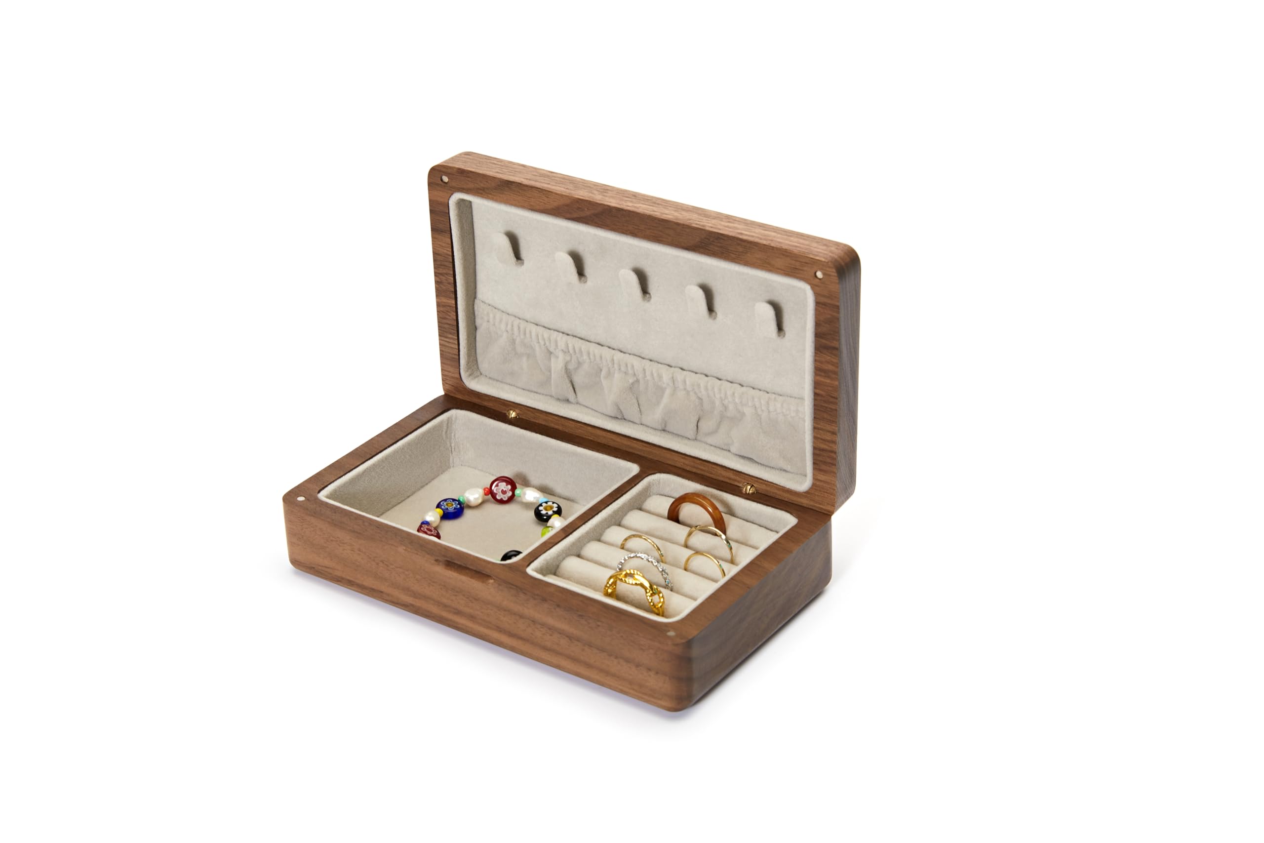 Boîte à bijoux en bois de noyer massif avec velours élégant pandapark