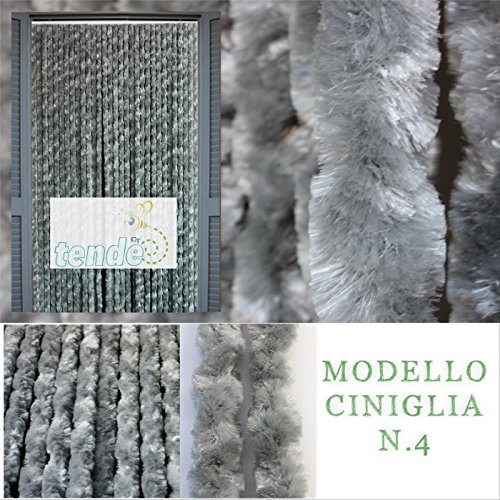 Preisvergleich Produktbild CHENILLE - Türvorhänge Modell CINIGLIA - Eichmaß 80X200 / 90X200 / 95X200 / 100X220 / 120X230 / 130X240 / 150X250 - Fliegenvorhang - Kunststoff-Vorhänge - Made in Italy (130X240, Grigio N.4)