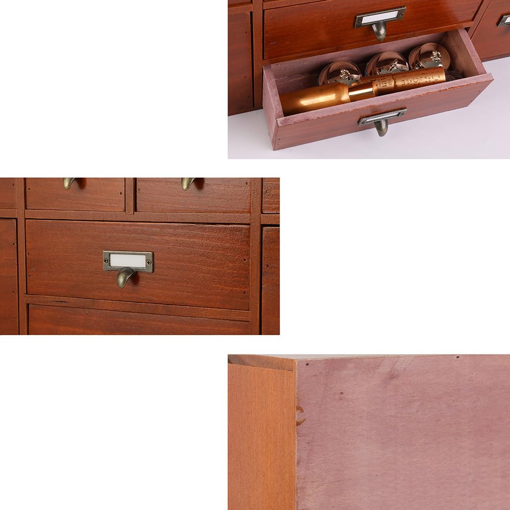 Apothekerschrank mit 12 Schubladen, Tisch-Apotheker-Schubladen, Bibliothekskarten, Katalogschrank, Medizinschränke, Holz, Schreibtisch-Organizer, Holz-Aufbewahrungsbox (braun)