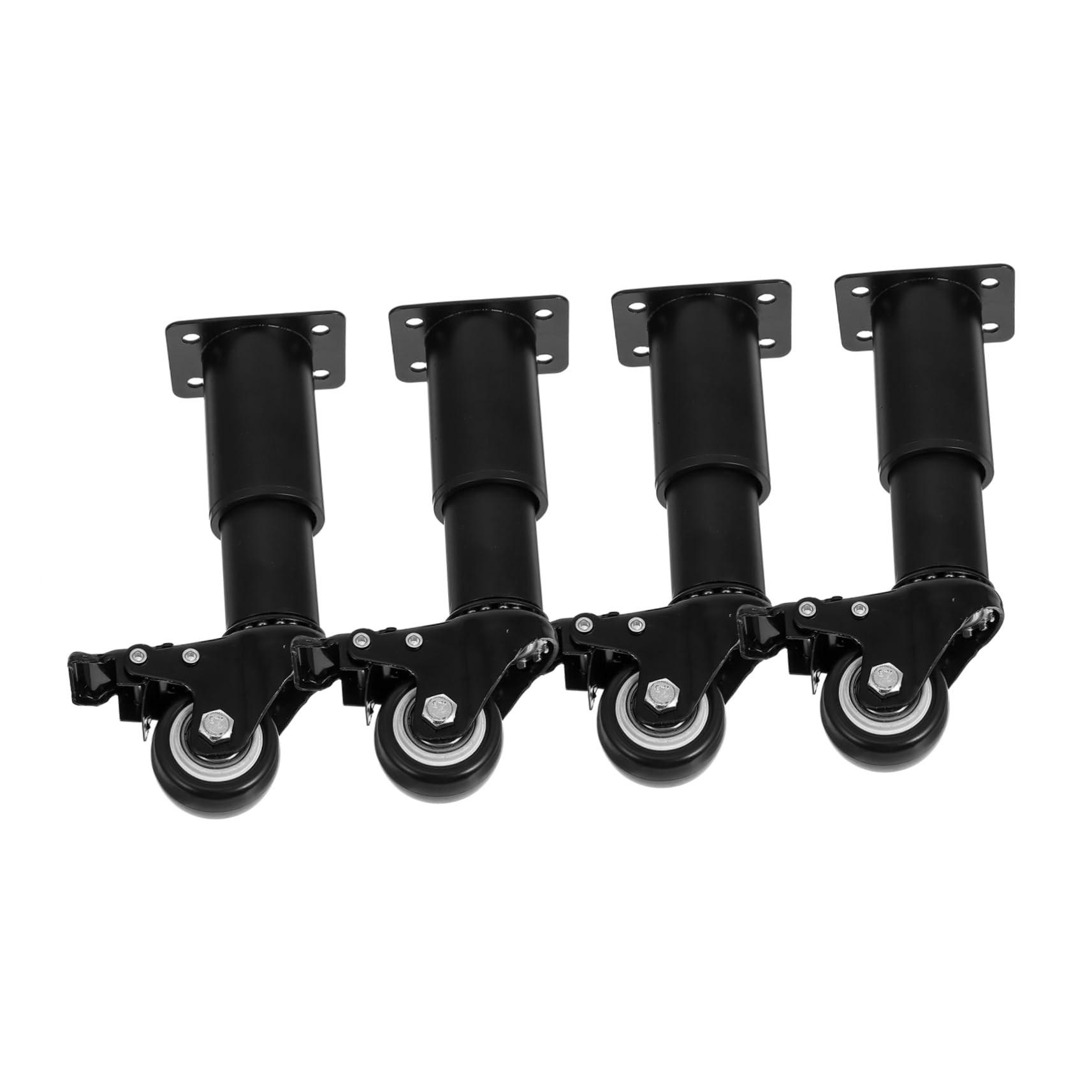 Gambe per Tavolo Regolabili con Ruote, 4 Pezzi Nero