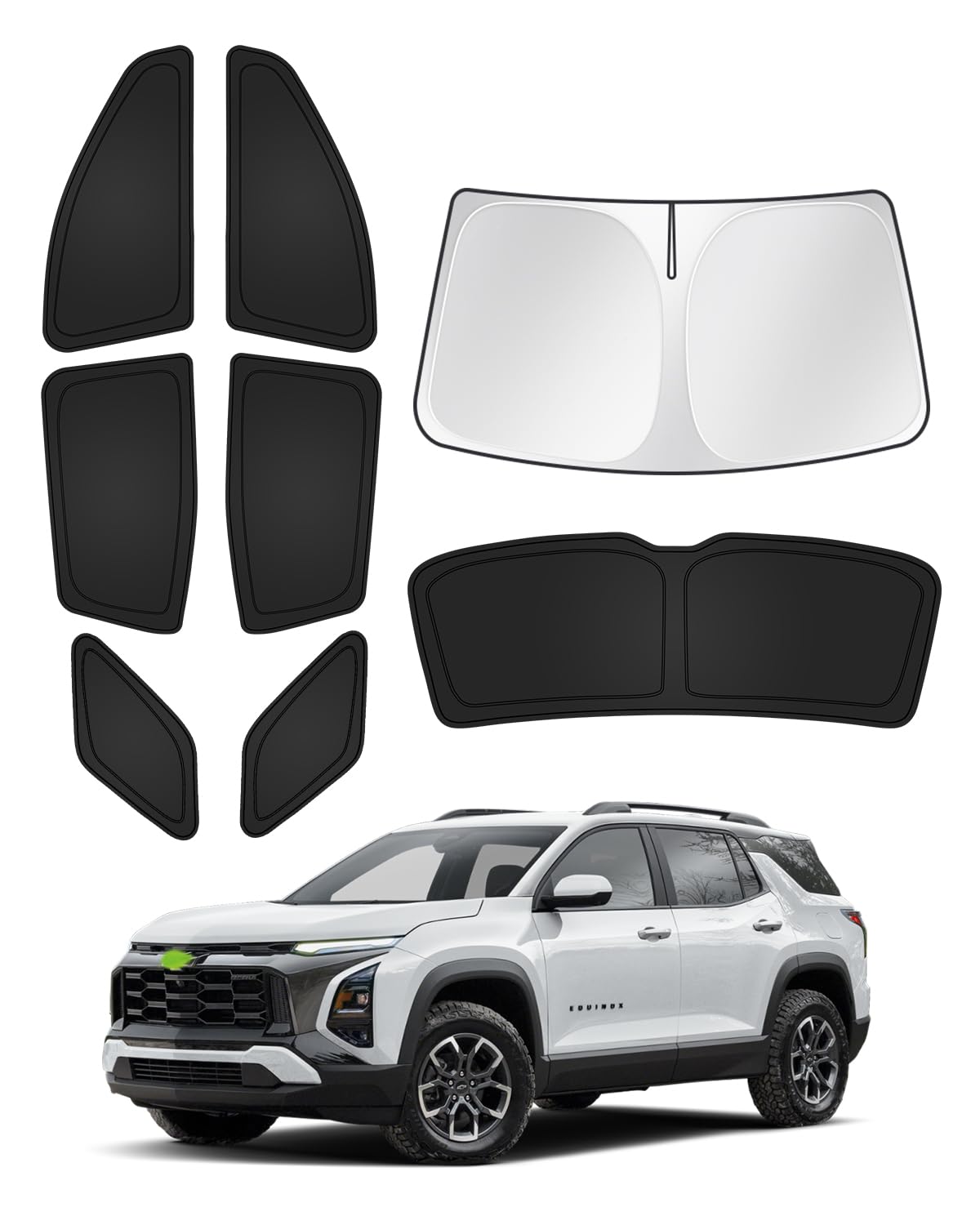 Canvcle Sunshades for 2025 2026 Chevrolet/Chevy Equinox Accessories Windshield Sun Shade Side Rear Window Shade Cover Sun Visor Shield Privacy Protection Keep Car Cool Black 8PCS(NOT for Equinox EV)