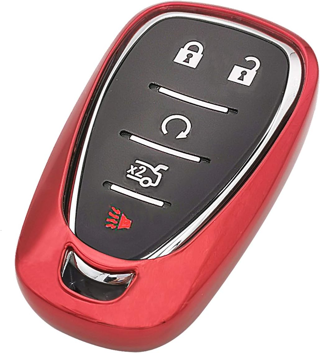 Red TPU Key Cover Case Fob Glove Holder for Chevrolet 2017 2018 2019 2020 2021 2022 2023 2024 Chevy Malibu Camaro Cruze Traverse Spark Sonic Bolt Equinox HYQ4EA