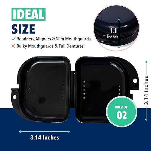Miniatura 2 de Estuche retenedor  Paquete de 2  Funda protectora bucal inodoro  Funda de protección nocturna ventilada, duradera e higiénica para llevar y proteger