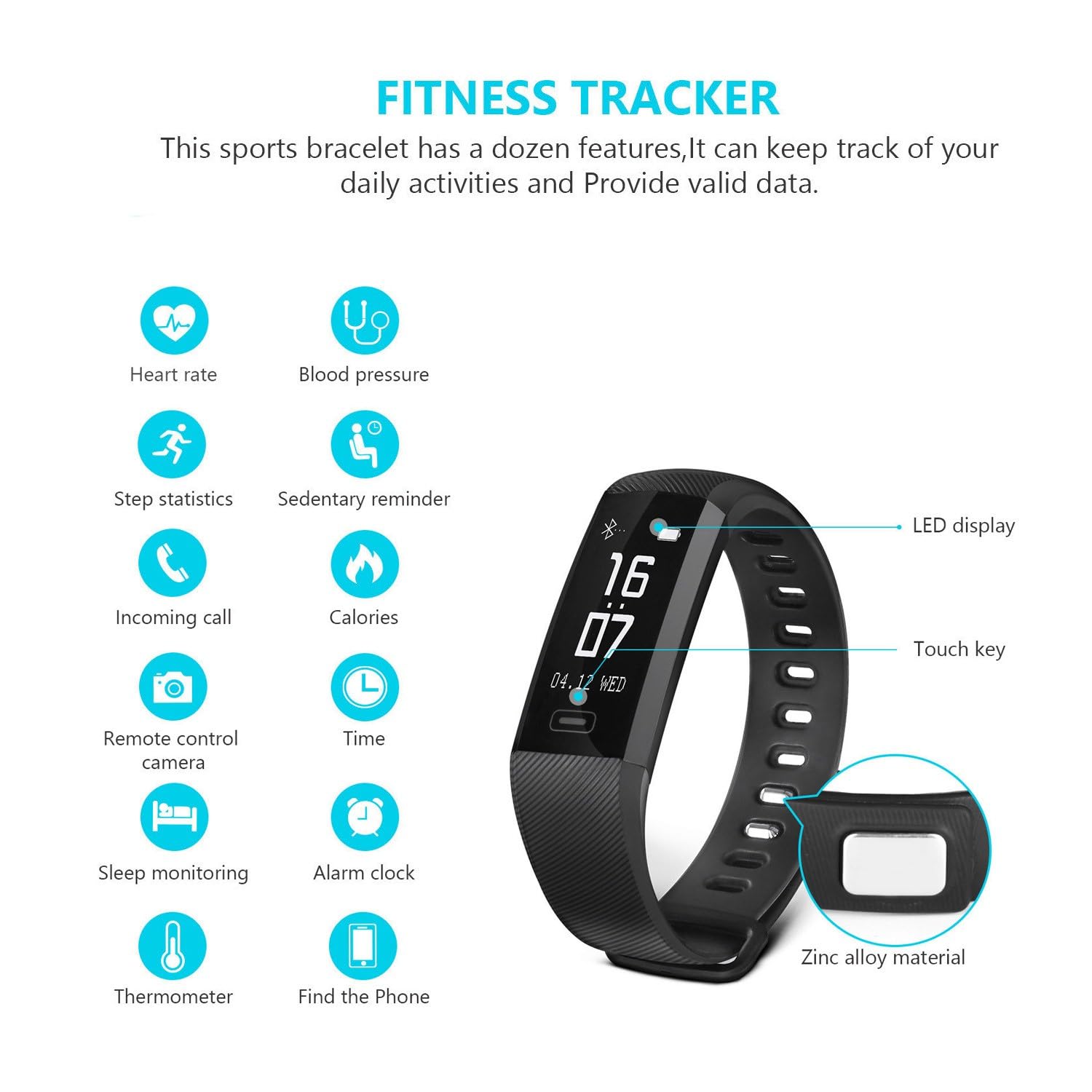 Sport Attività Sleep Tracker Frequenza Cardiaca Fitness Pedometro Bracciale Smart Watch