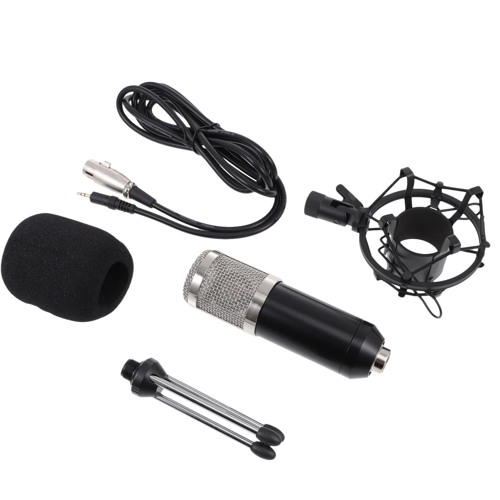 STOBAZA Kondensatormikrofon 48v Phantomspeisung Satz 3,5Mm Kabel Schwarz Silber für Tonstudio Musikaufnahme und Konferenz Zufällige Farbe