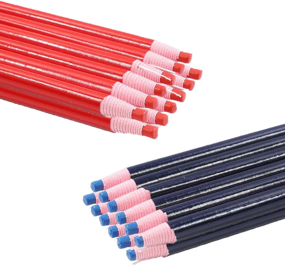 SagaSave 24 Pieces Sewing Marker Pencils Wire Crayon Markers Tailor's Chalk Fabric Pencil for Marking Tracing Drawing Tools Free Cutting Red Blue