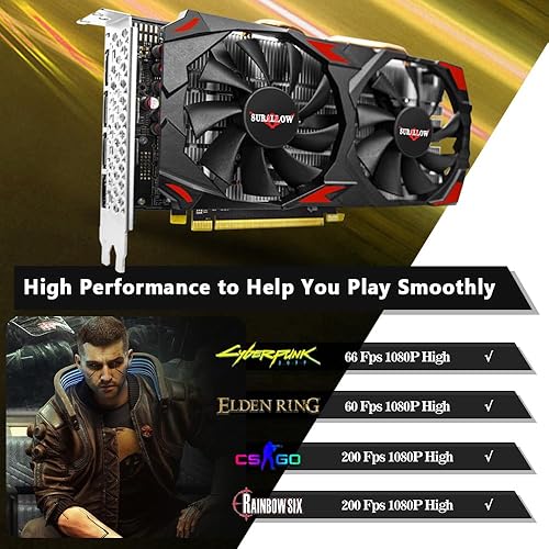 Miniatura 4 de SURALLOW RX 580 - Tarjeta gráfica de 8 GB, 2048SP, GDDR5, 256 bits para PC de juegos, PCIE 3.0, doble ventilador congelado tarjeta de video para