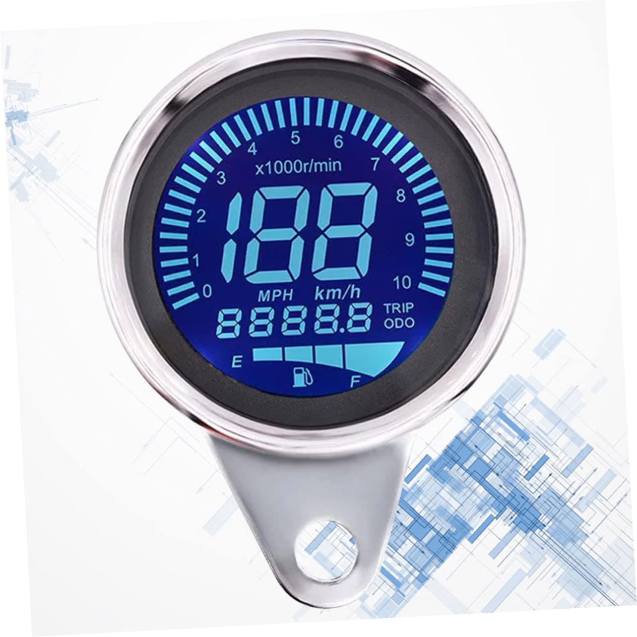 7 Odómetro Plata de Metálico 12v Lcd Colores Motocicleta