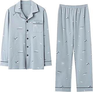 [Caqnni] パジャマ メンズ 長袖 前開き 薄手 上下 セット ルームウェア 通気性 柔らか 軽量 寝間着 紳士 男性用 肌触りよい 寝巻き 吸汗通気 ゆったり快眠パジャマ 肌に優しい 大きいサイズ 長ズボン プレゼント 秋 冬