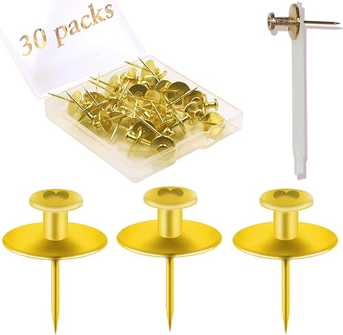 30 ganchos para colgar fotos para paneles de yeso, pasadores dorados de doble cabeza para colgar en la pared, pequeños pines decorativos para