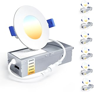 Ensenior 6 Pack 3 Inch LED Recessed Light, 5CCT Dimmable Canless Wafer
