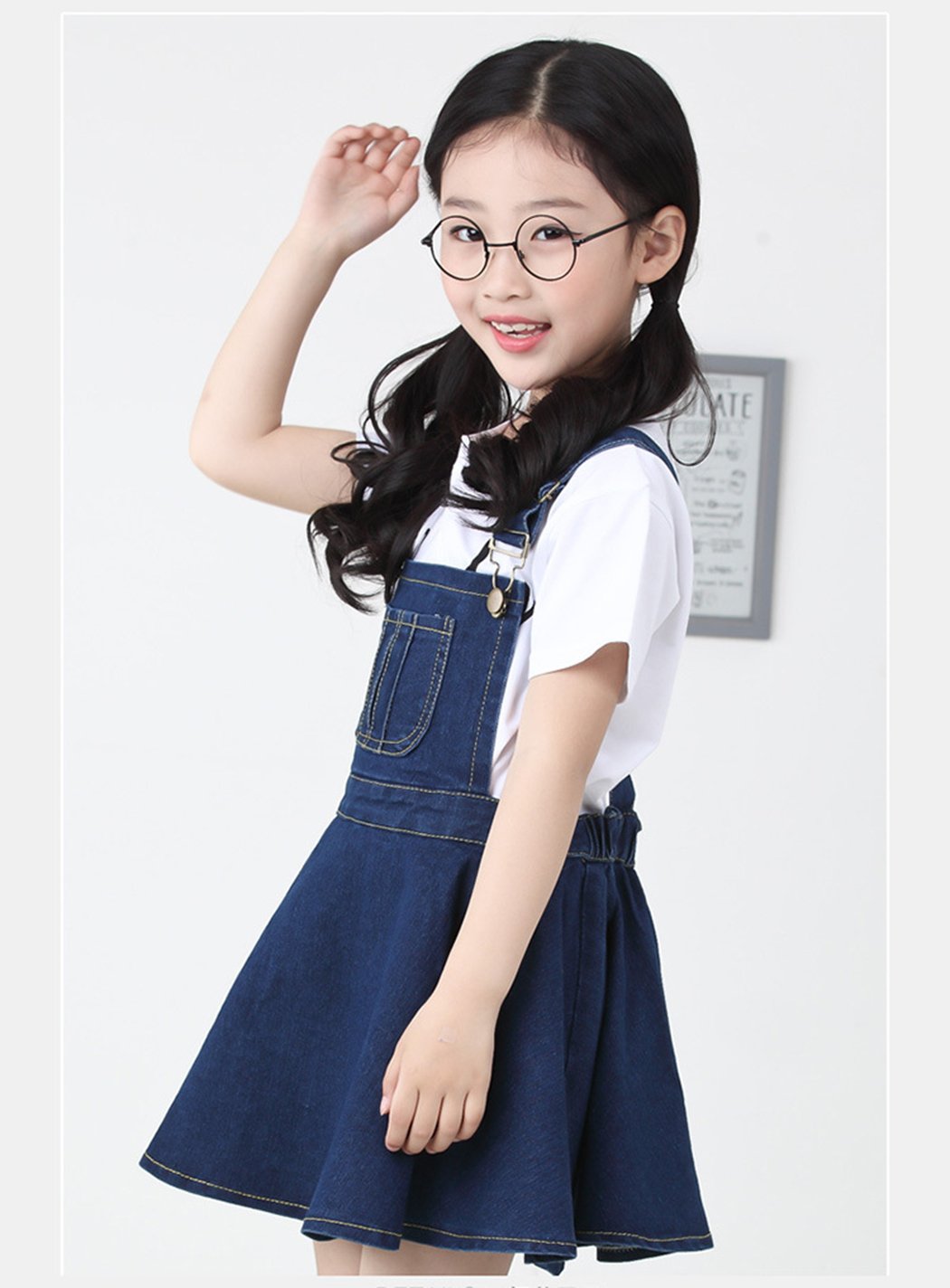 KIDSCOOL SPACE Petites Filles Jean Robe Tutu Salopette,Salopette En Denim Ajustable