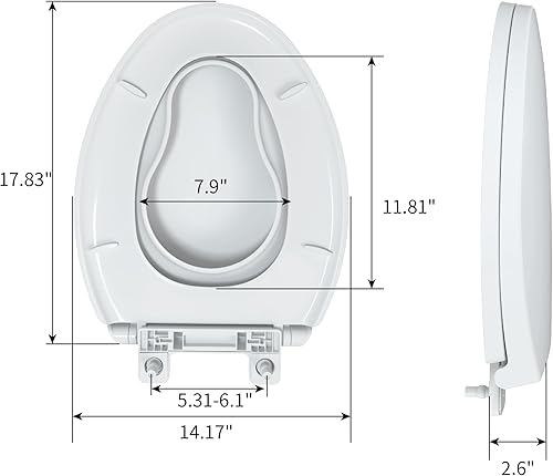 Miniatura 5 de R&T Asiento de inodoro alargado con asiento de entrenamiento para ir al baño integrado, asiento de cierre lento para niños y adultos, fácil de