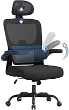 naspaluro Ergonomic Office Chairs, High Big Study Desk Computer Chair with Back Support, Adjustable Headrest and Flip-up Armrests Black Work Chair, Swivel Comfy PC Mesh Office Chairs for Home Office