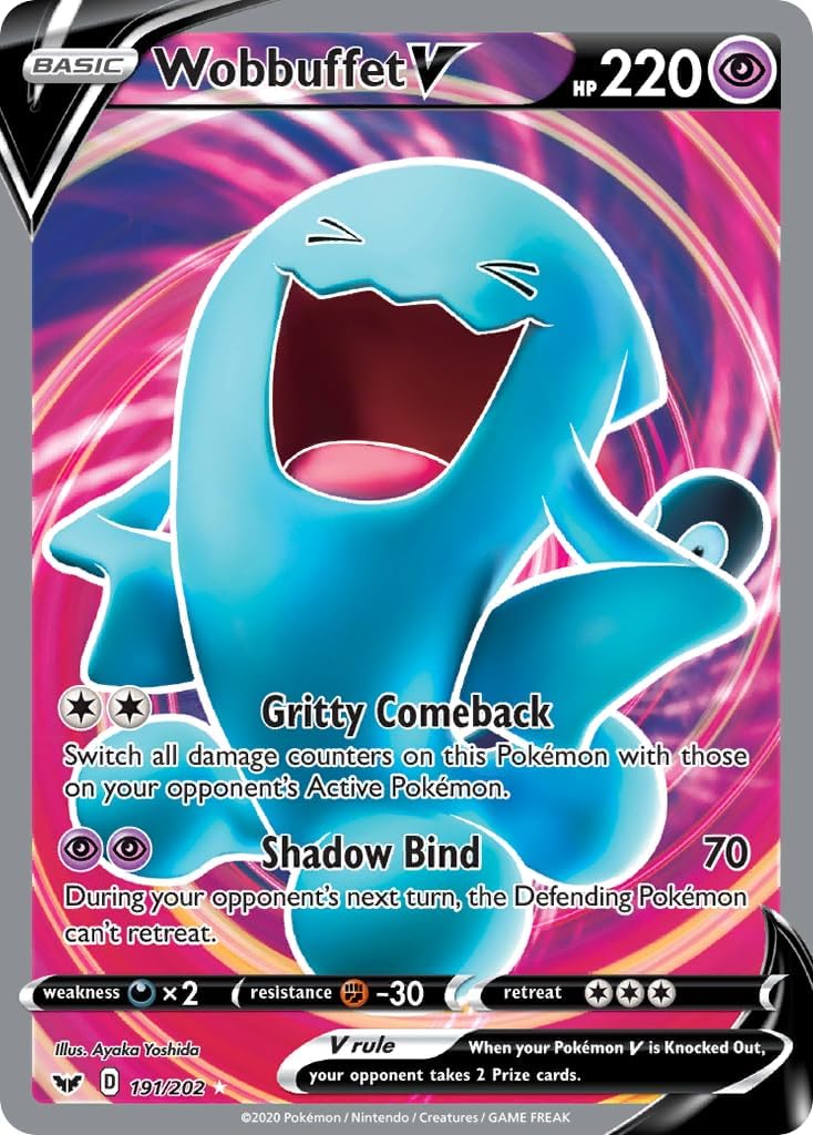 Pokemon - Wobbuffet V 191/202 - Sword & Shield - Full Art Holo - Single Card