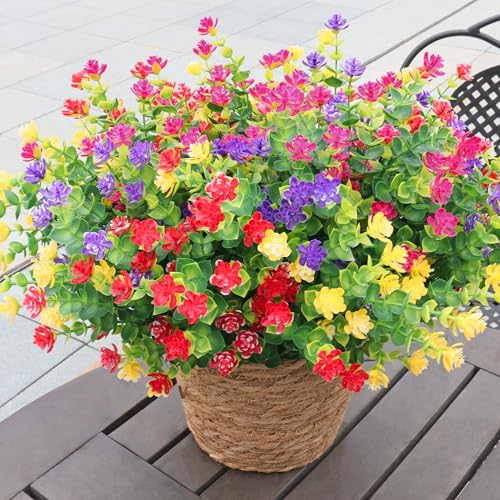 BCBLF Artificial Flowers for Outdoors, 12 Bundles UV Resistant Realistic