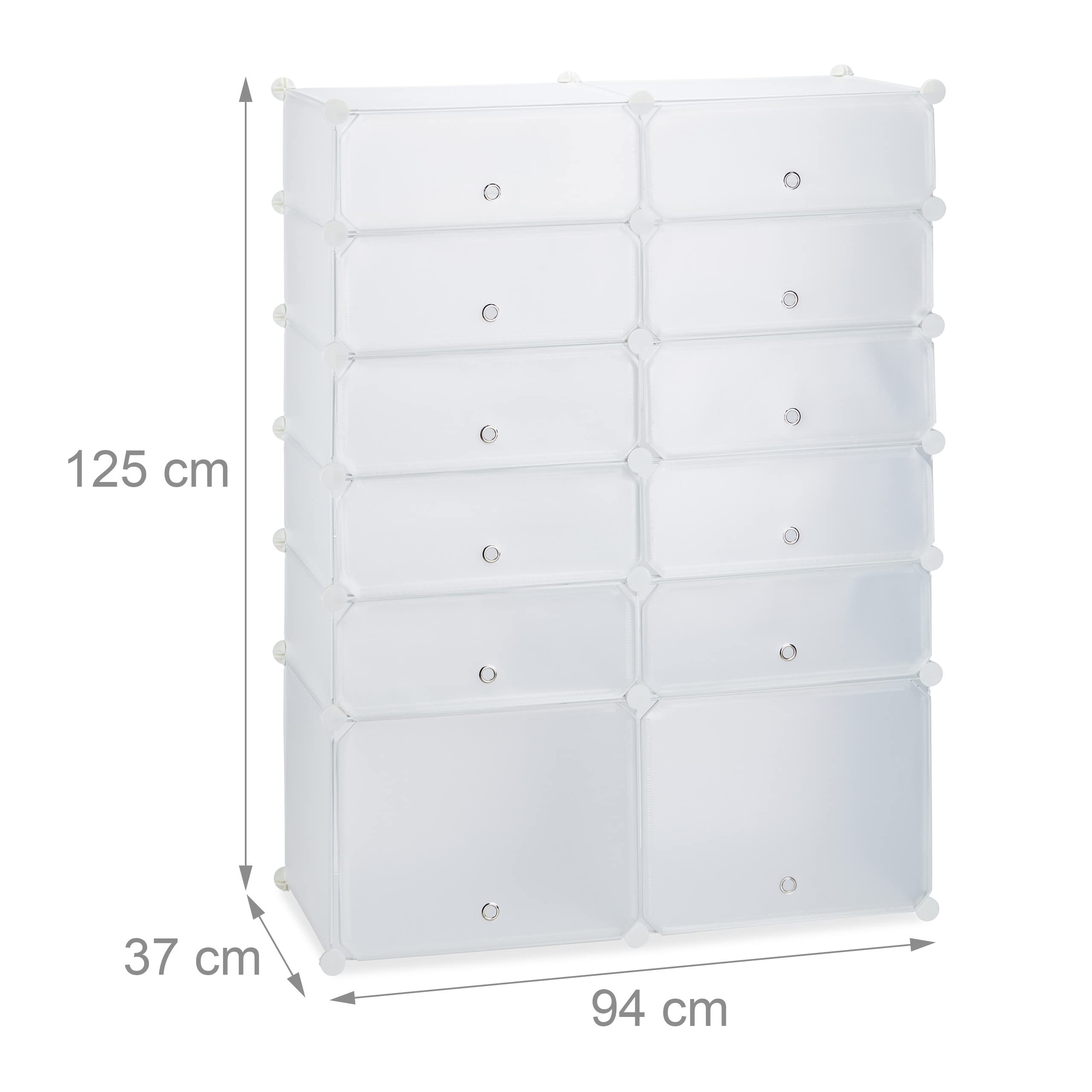 Relaxdays 10024523_49 Zapatero Modular Con 12 Compartimentos, 125 x 94 x 37 cm, Blanco