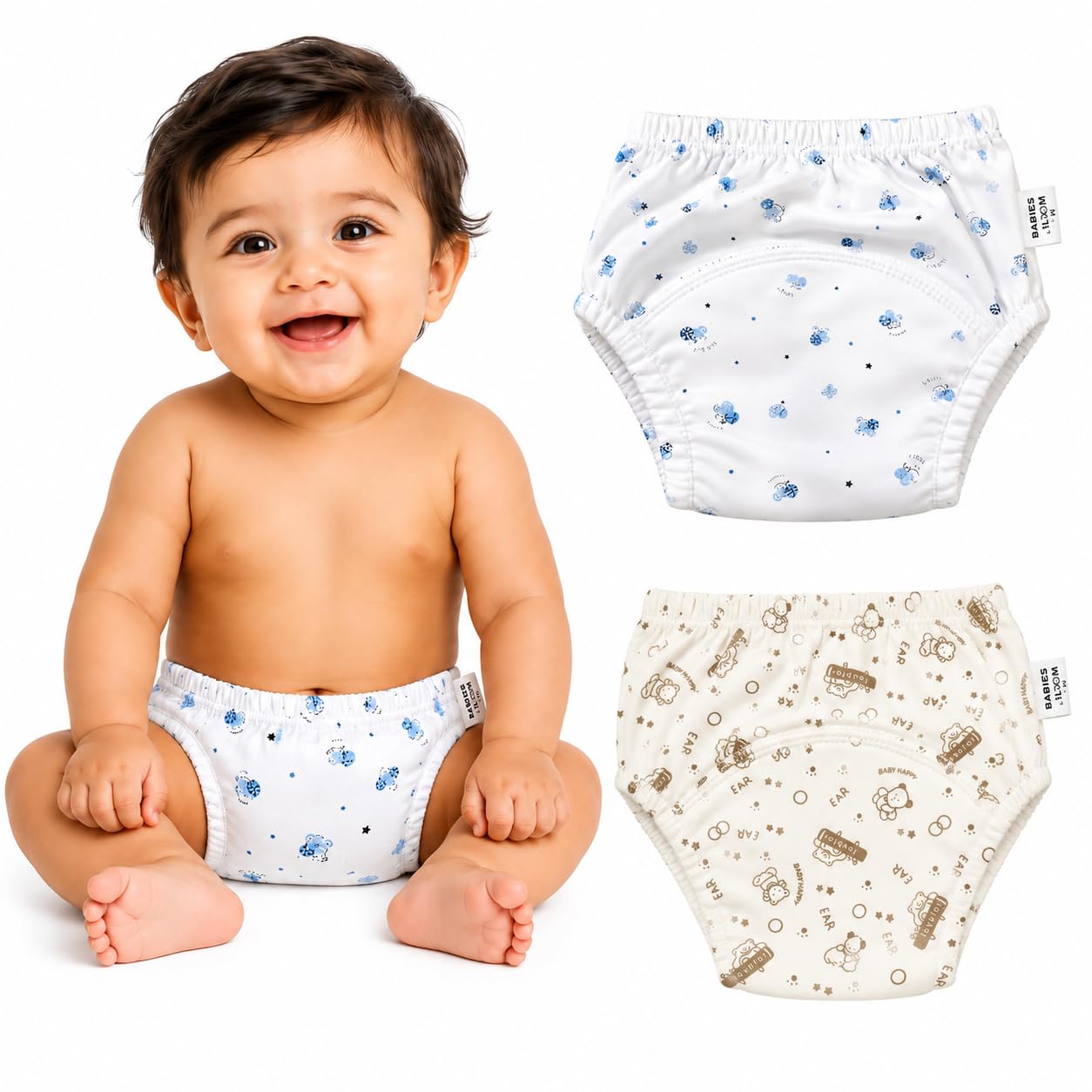 BABIES BLOOM Baby Potty Training Pants for Toddlers Boys & Girls | Reusable Cotton Training Underwear with Absorbent Layers & Leak-Proof Design | Soft, Breathable potty Training Pants for 1-5 Years (Pack of 2 (0-3 Year))-image-37