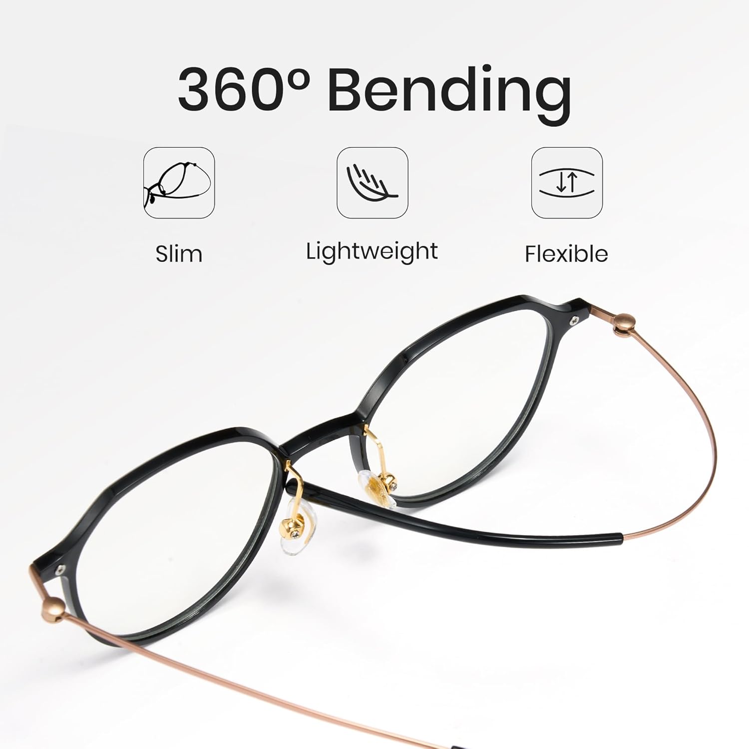 Cyxus Titanium Round Blue Light Blocking Glasses Men Women Computer Gaming Glasses UV400 glasses 8254