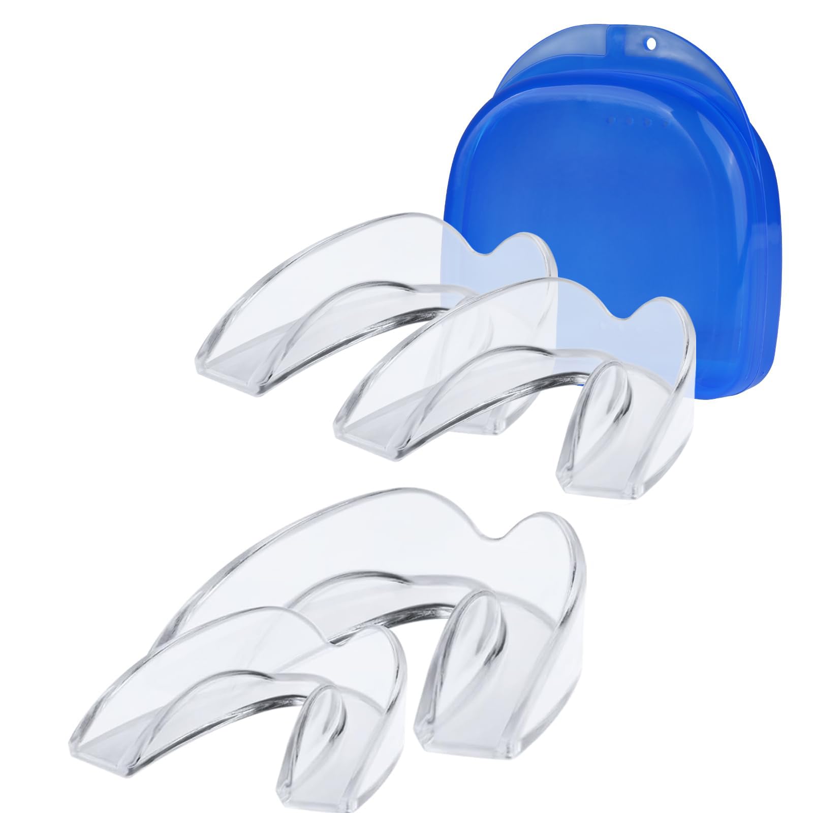 Night Guards for Teeth Grinding Mouth Guard for Sleep Mouth Guard for Clenching Teeth at Night, Portable Dental Guard, 2 Sizes for Light Grinding for Adults, Bruxism (Set of 4)