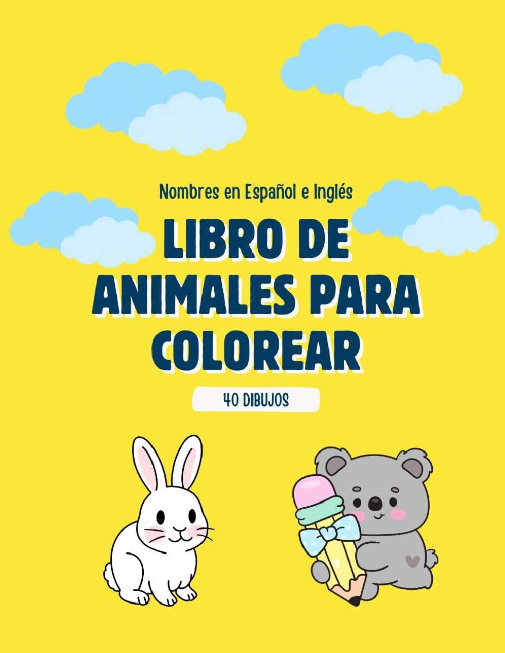 Libro de Animales Para Colorear con Nombres en Español e Inglés