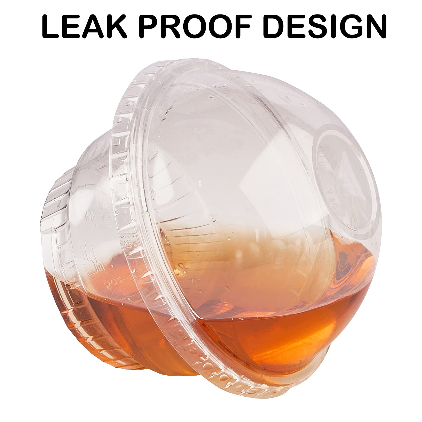 Zezzxu 50 Pack 8oz Clear Plastic Cups with No Hole Dome Lids and Sporks