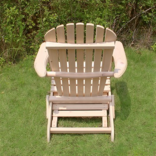 Merry Garden Foldable Wooden Adirondack Chair Kit with Pullout Ottoman, Outdoor, Garden, Lawn, Deck Chair, Unfinished