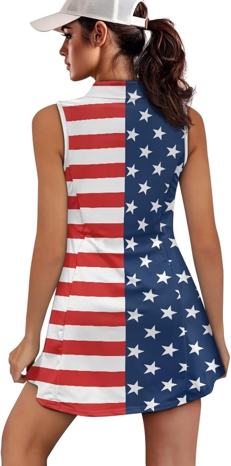 POLERO Golf Dresses for Women with Shorts Casual Dress Sleeveelss Tennis Dresses Mini Athletic Dresses