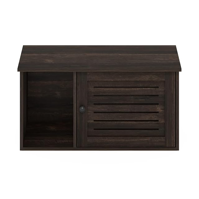 Foto 7 de 7 de Furinno Peli Farmhouse - Caja de Arena Oculta para Gatos con Divisor, ébano