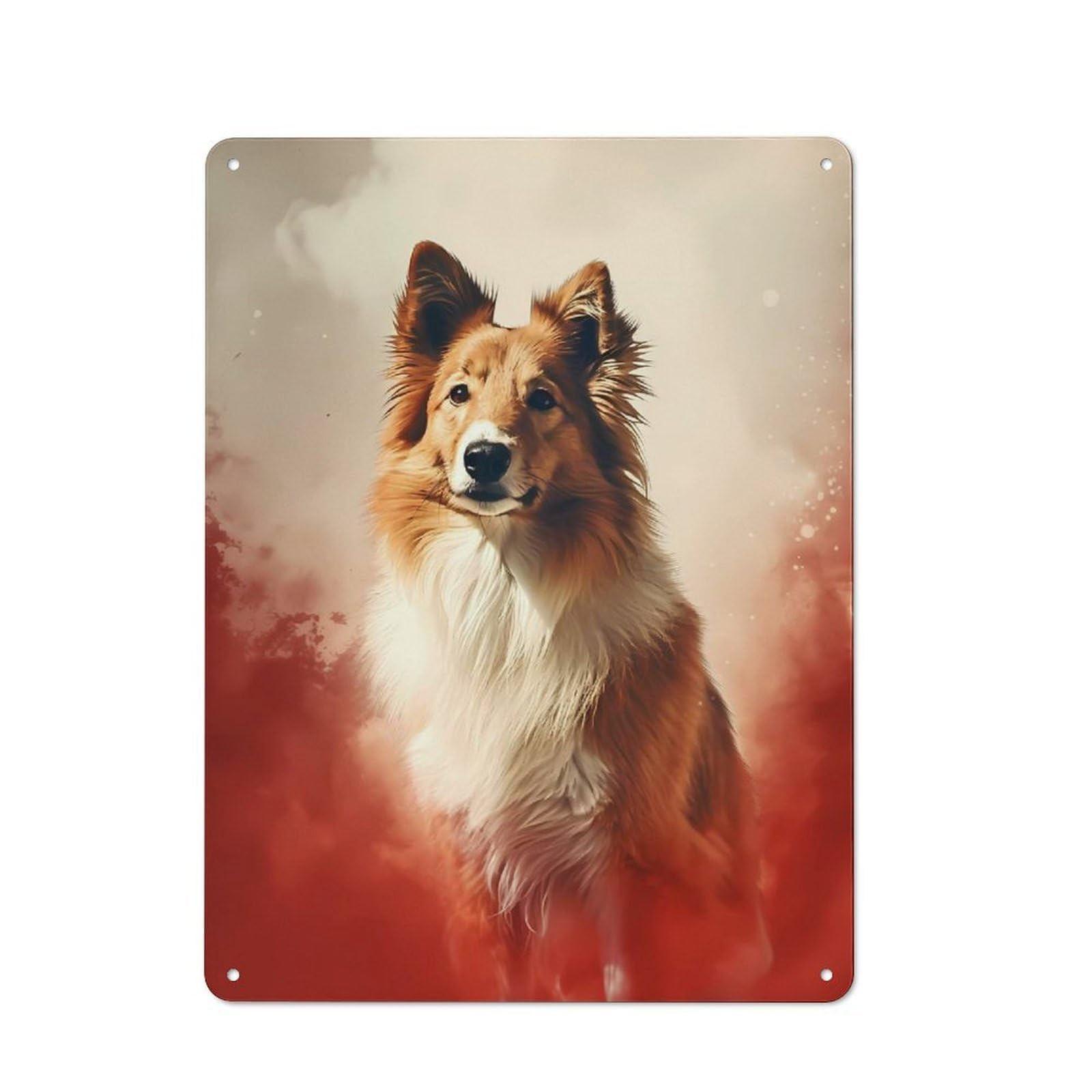 Junmoney Shetland Sheepdog Dog Retro Metal Wall Plaque 40X30cm, Nostalgic Wall Art For Living Room, Hallway, Kitchen Or Cafe