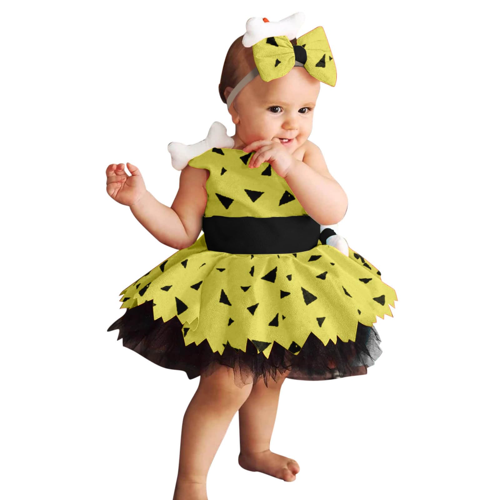Disfraz de Halloween para niños, bebés, niñas, niños, Edad de Piedra, Bam Bam Cosplay, disfraz de pedernal, disfraz de Halloween, carnaval, disfraz de fiesta, disfraz de malla, vestido de tul, vestido